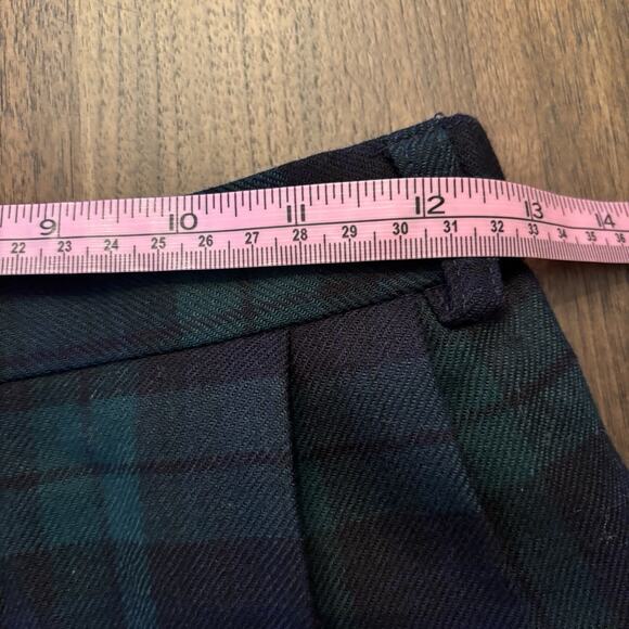 Vintage Woodstock Plaid Wool Pants Punk Green Navy Preppy Festive Tartan SZ 6 - Picture 9 of 12